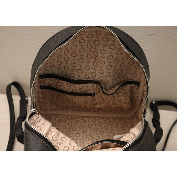Guess SV792630 Women's Coal/Black Monogram Print PU Leather Rodney Backpack - Picture 11 of 12
